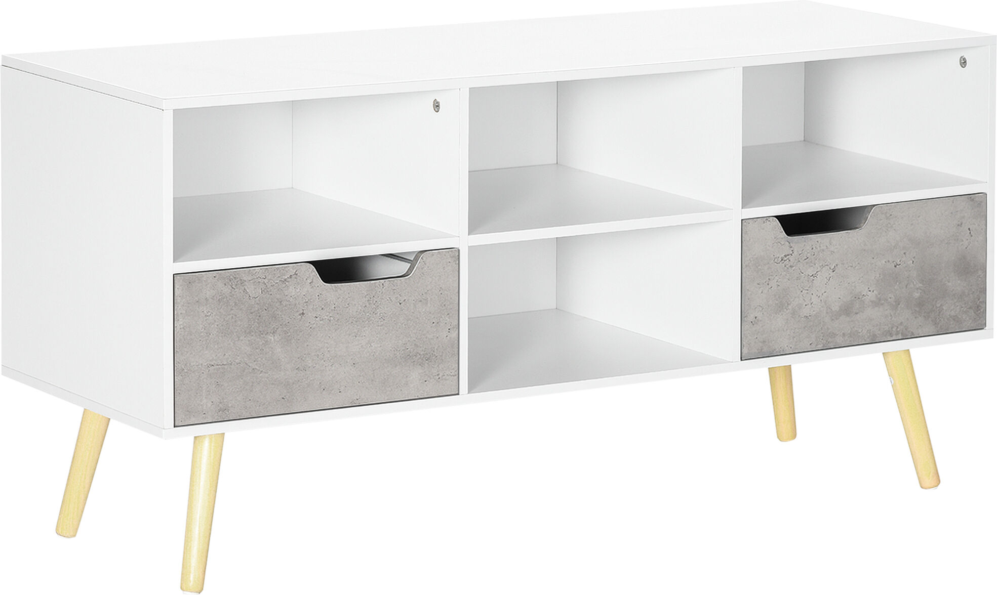 Homcom Mobile TV Moderno con Cassetti e Mensole in Legno per TV fino 50", 117x39x56.7cm, Bianco e Grigio