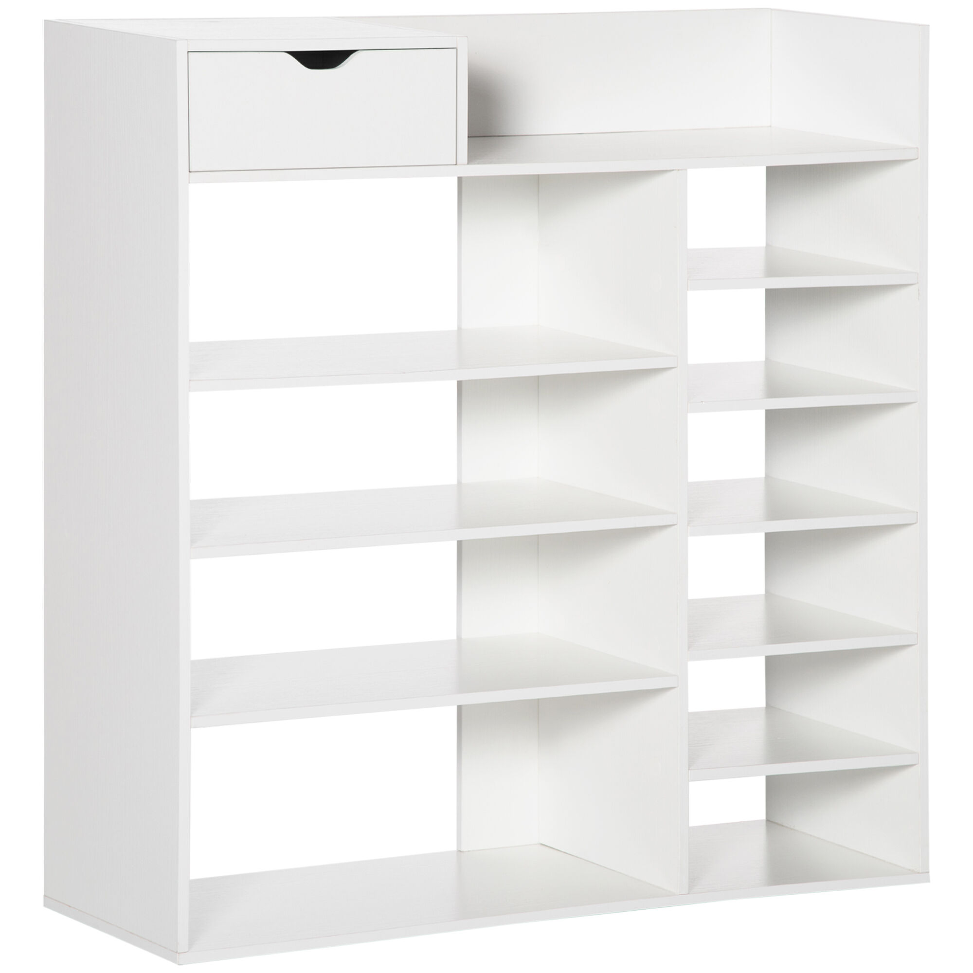 Homcom Mobile Scarpiera Salvaspazio con Ripiani e Cassetto per 12 Scarpe, 88x30x93cm, Bianco