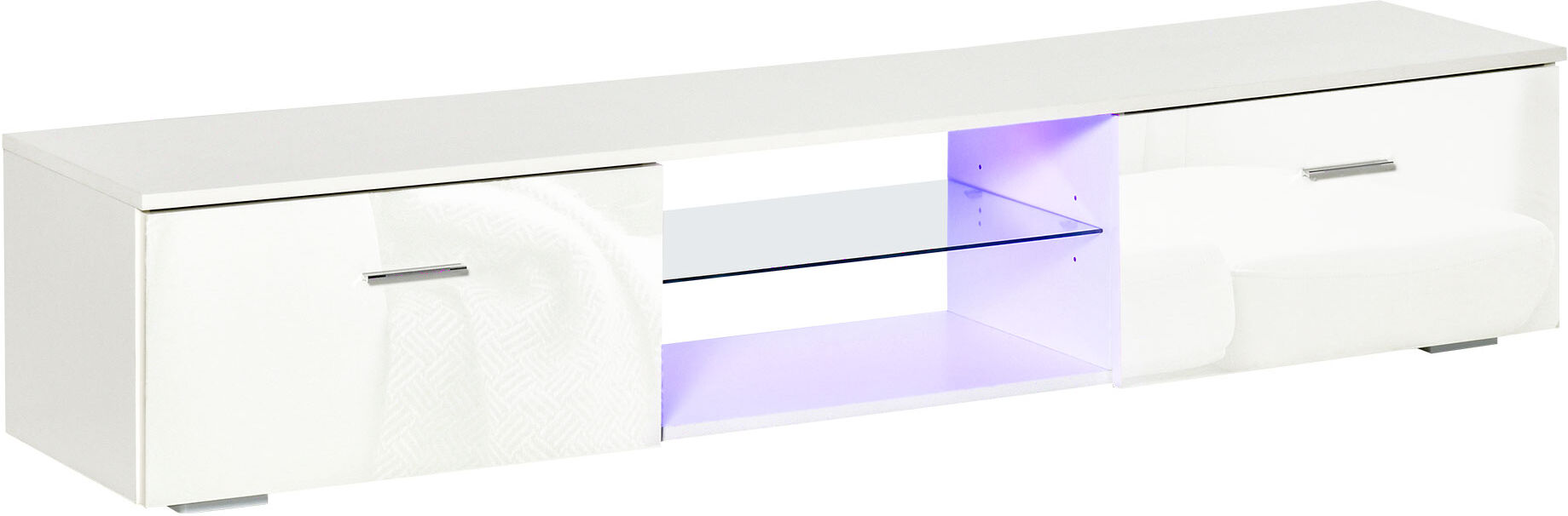 Homcom Mobile Porta TV con Luci LED 16 Colori e 4 Modalità per TV Fino 55", Mobiletto Basso in MDF Bianco, 160x35x30cm