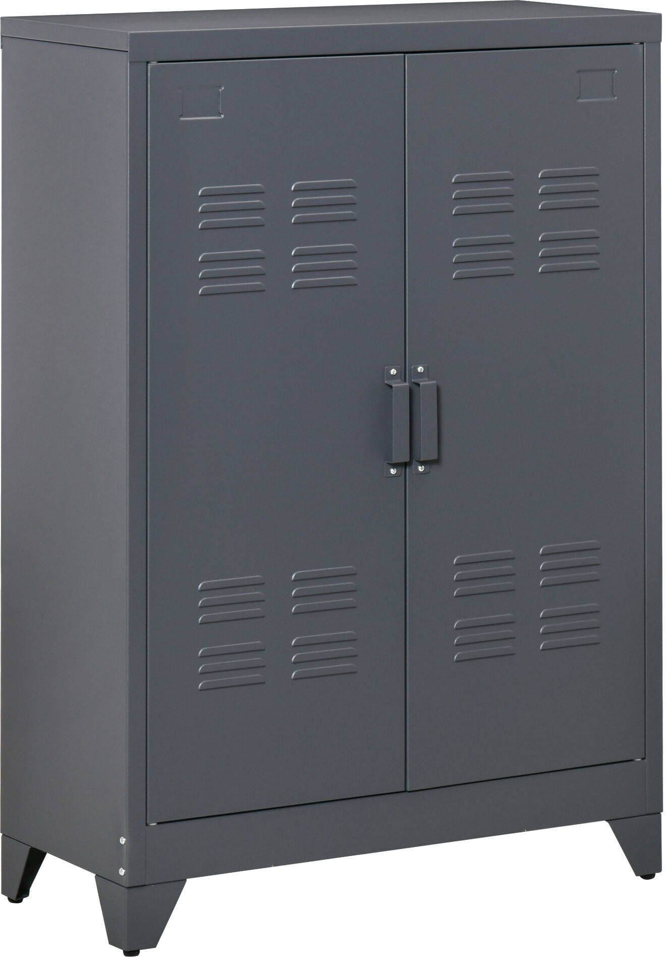 Homcom Mobiletto Multiuso a 2 Ante Stile Industriale, Armadietto Metallico per Casa e Garage, 75x33x110cm, Grigio