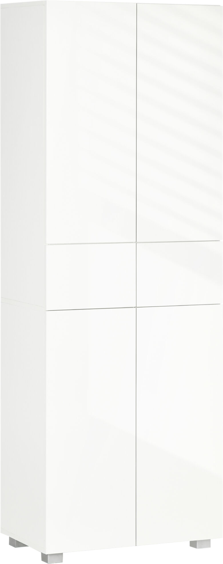 Homcom Dispensa Cucina con 4 Ante, 3 Ripiani Regolabili e Mensole a 5 Livelli in MDF e Truciolato, 60x35x170 cm, Bianco Lucido