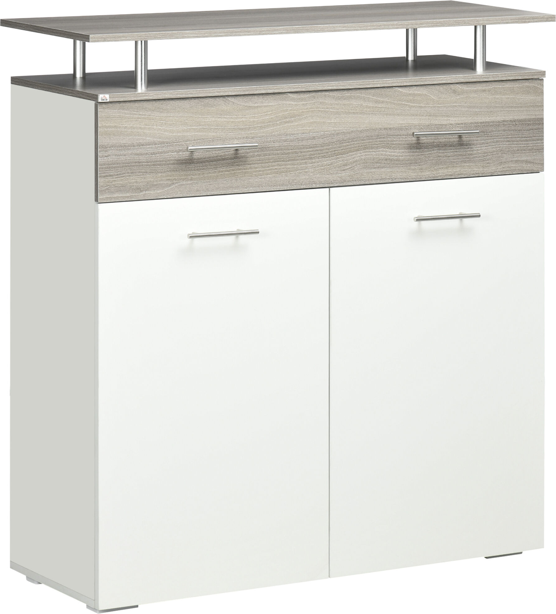 Homcom Mobile da Soggiorno Cucina e Ingresso in Truciolato con Ripiani Regolabili Interni, Cassetto e 2 Ripiani Aperti, 104x38.5x111.5 cm, Bianco