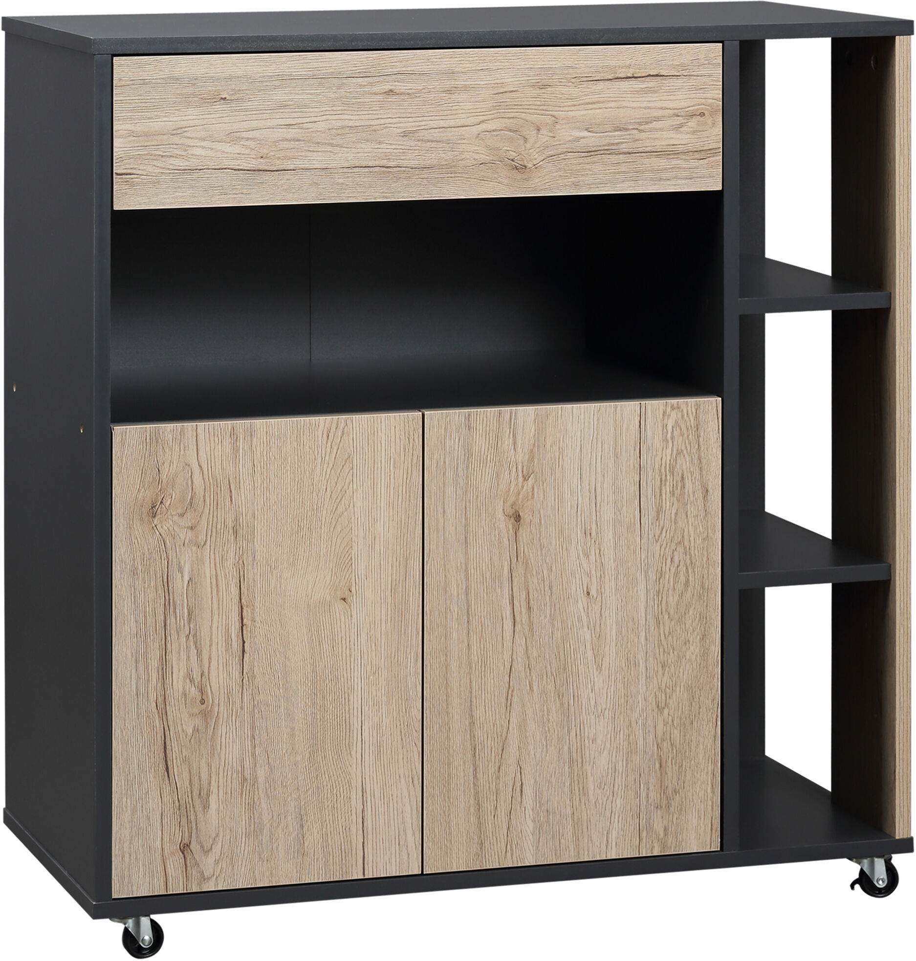 Homcom Armadietto Multiuso su Ruote per Cucina, in Legno Versatile, 80x39x86.5 cm, Ottimizza Spazio e Organizzazione