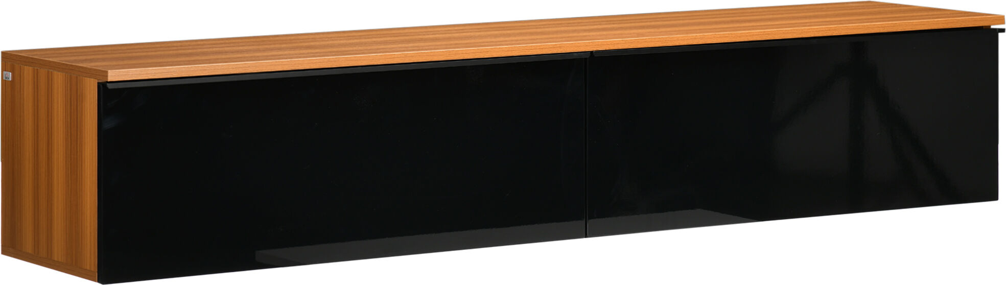 Homcom Mobile TV con Design Lucido a Parete e Ante a Ribalta in Truciolato, 160x35x30 cm, Marrone e Nero