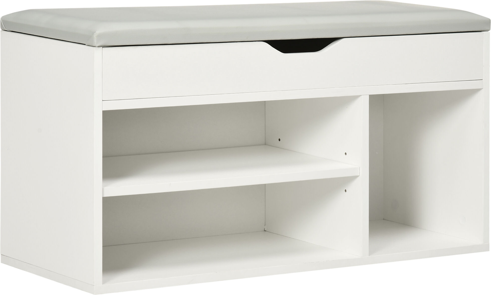 Homcom Mobile Scarpiera Salvaspazio da ingresso con Panca Contenitore Imbottita e Vani Aperti 80x30x43cm, Bianco