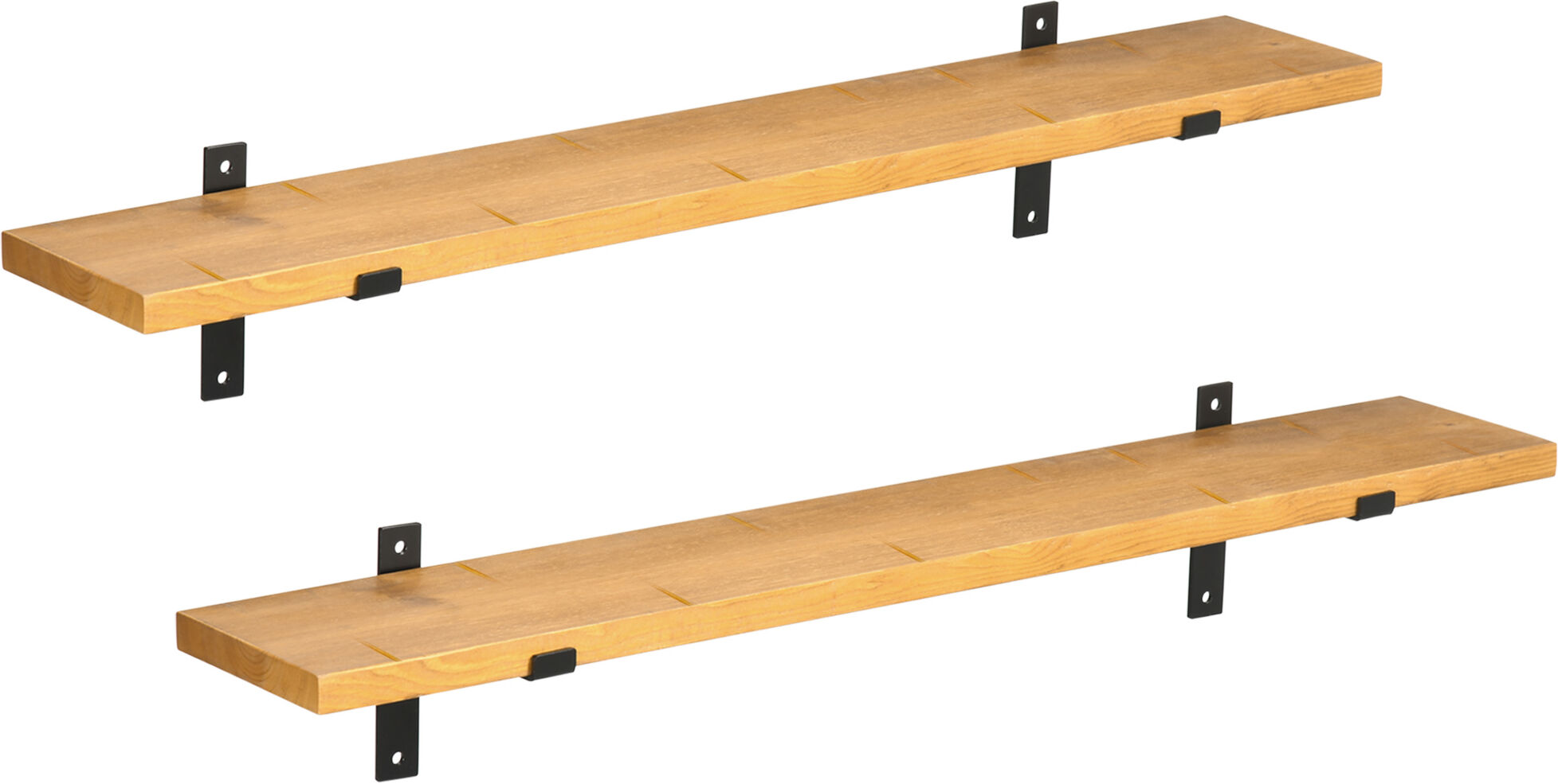 Homcom Set da 2 Mensole da parete in Legno di Pino 90x15x 2.5, Marrone