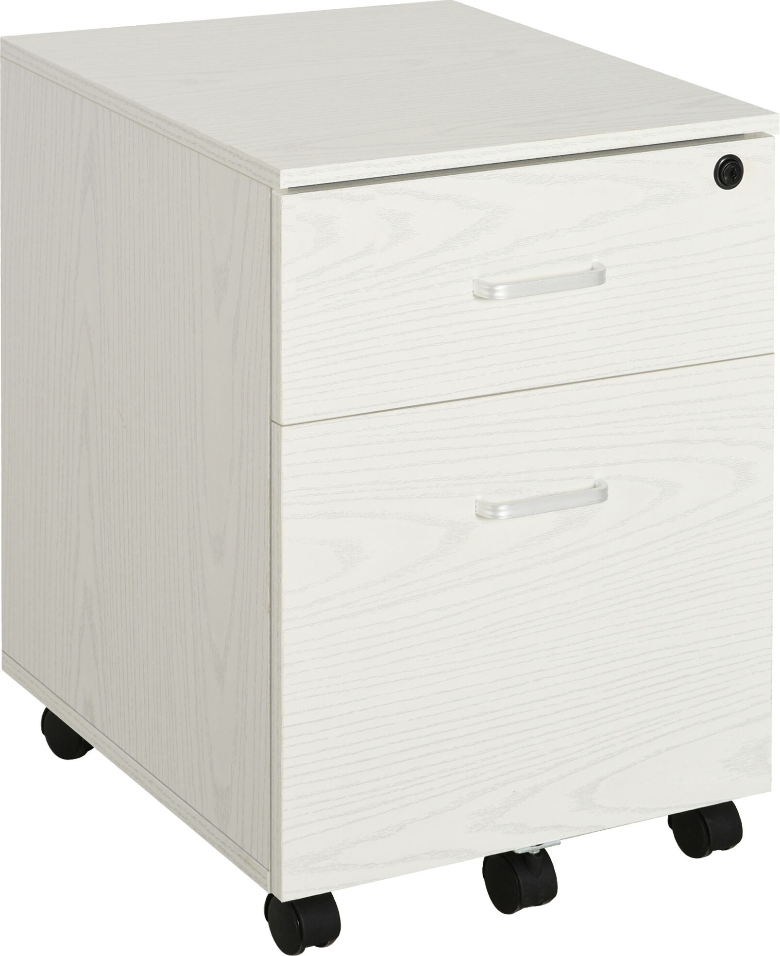 Vinsetto Cassettiera Portadocumenti da Ufficio in Legno con 2 Cassetti, una Serratura con 2 Chiavi, 40x44x54.6cm Bianco