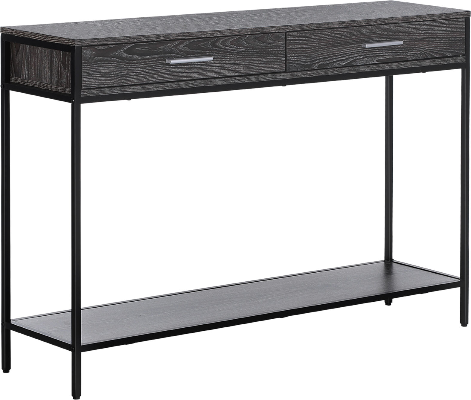 Homcom Consolle da Ingresso Stile Industriale in Legno e Acciaio con 2 Cassetti, 120x30x81.5cm, Grigio