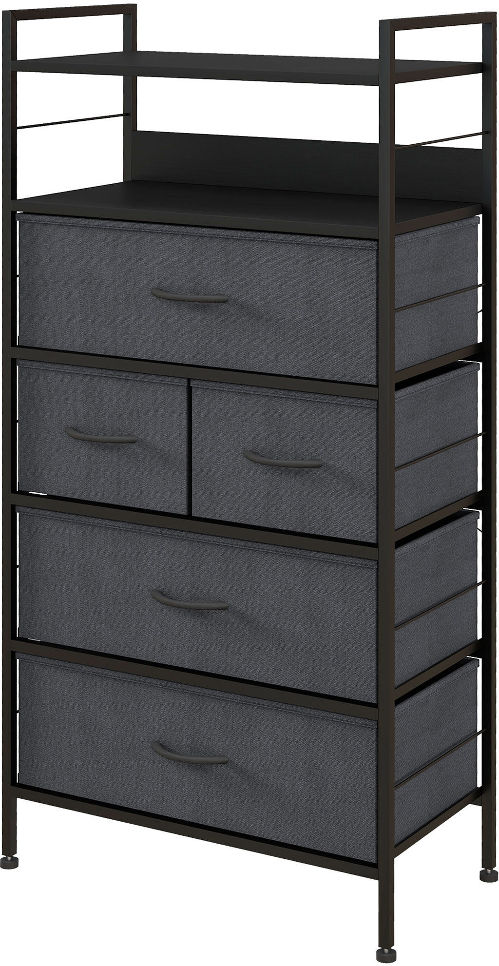 Homcom Cassettiera 5 Cassetti Moderna in Tessuto non Tessuto, Acciaio e MDF, 58x30x120 cm, Nera