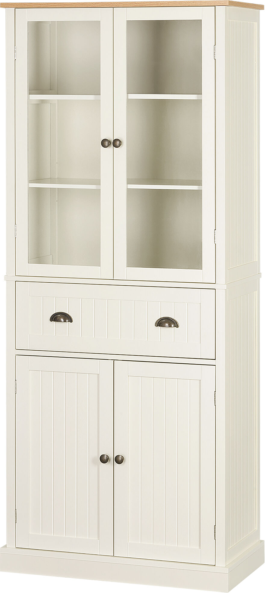 Homcom Mobile Dispensa a 5 Livelli con Cassetto Centrale, in MDF e Truciolato, 76x40x182.5 cm, Bianco Crema