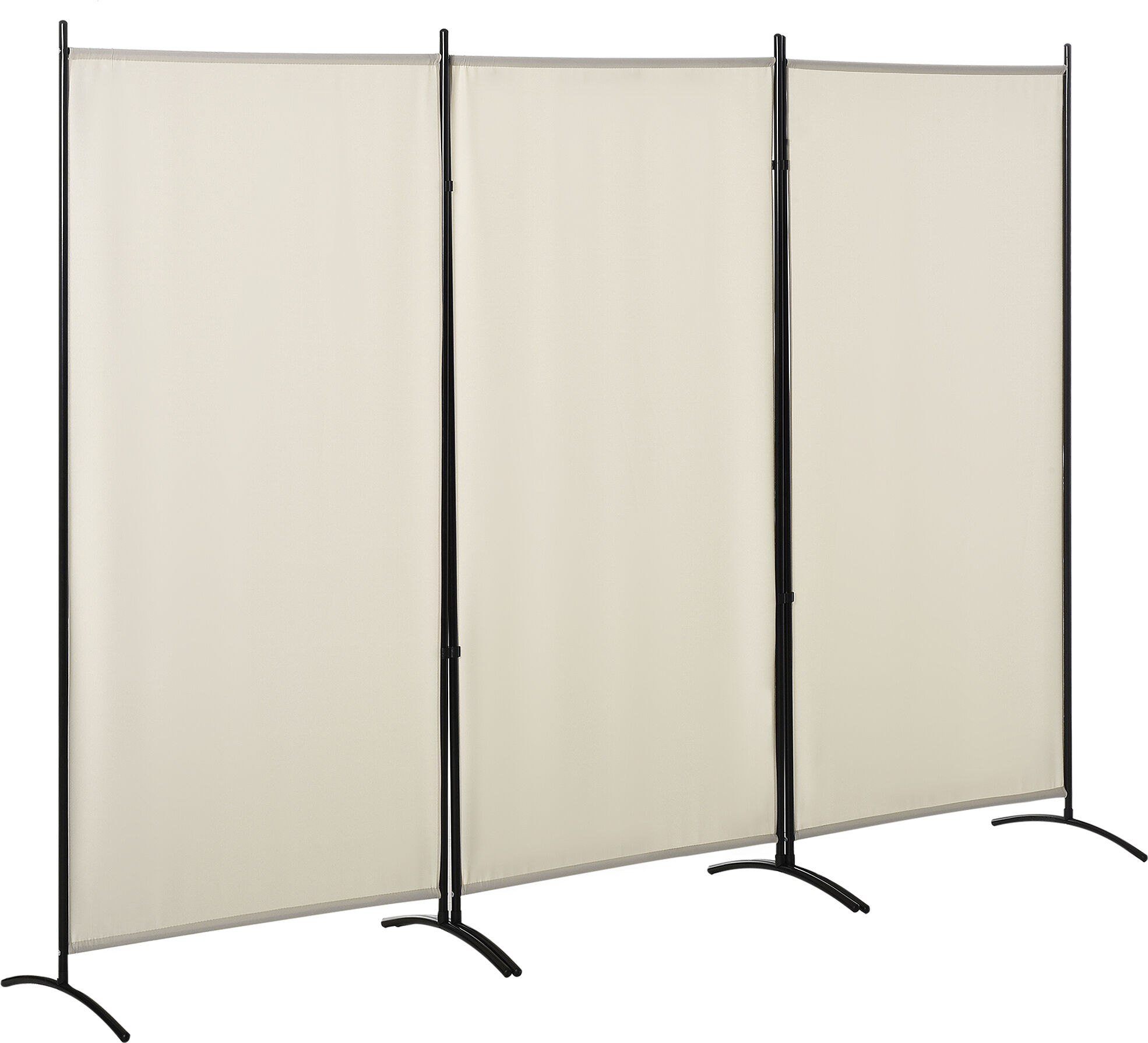 Homcom Paravento Separé da Interno a 3 Pannelli Pieghevole in Metallo e Poliestere, 253x50x182cm, Beige