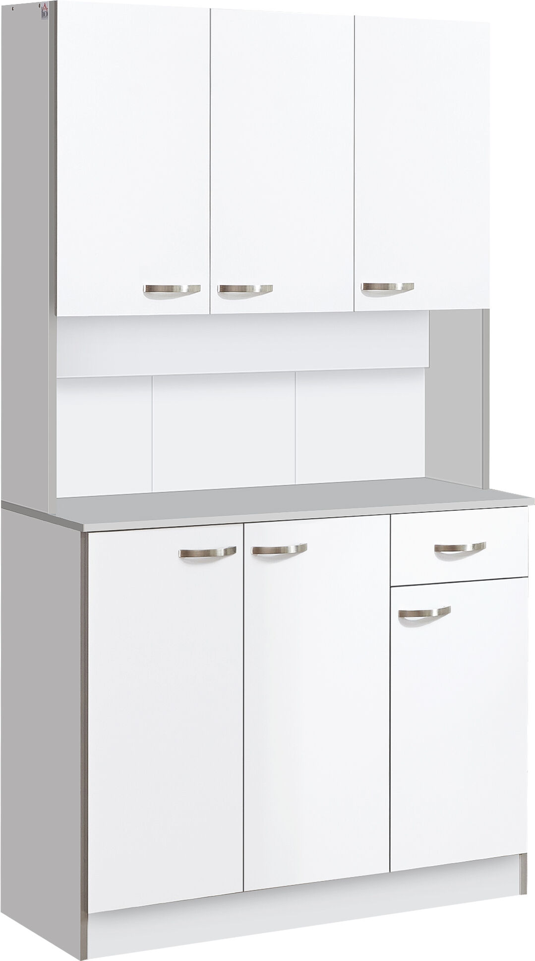 Homcom Credenza Cucina Armadio con Pensili da Cucina in Legno, Bianco, 101x39x180cm Aosom Italy