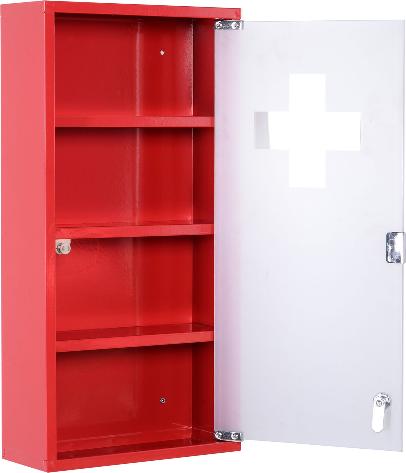 Homcom Cassetta Porta Medicine Armadietto Medicinali 4 Livelli Porta in Vetro 60×30×12cm Rosso