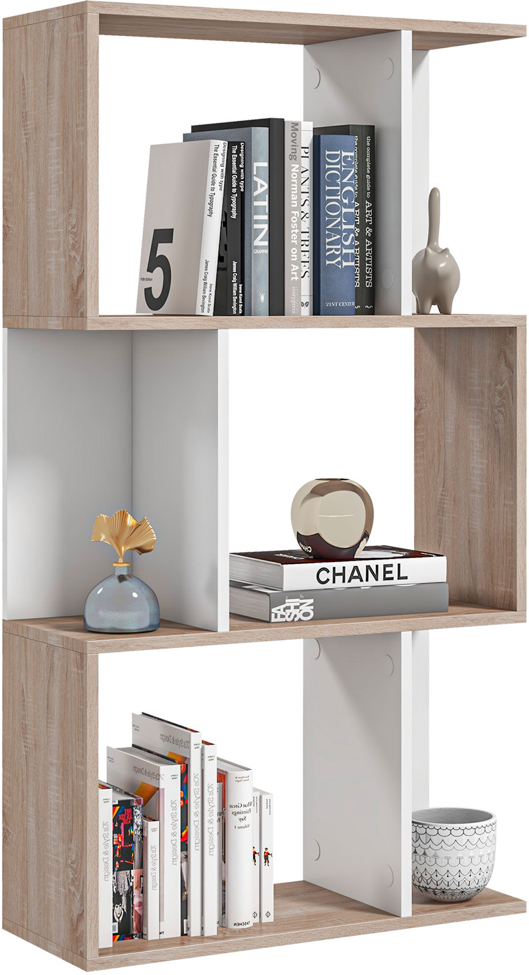 Homcom Libreria di Design Scaffale Ufficio Legno Moderna 3 Ripiani 60 × 24 × 111.4cm