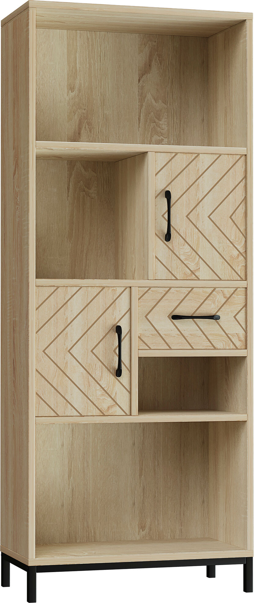 Homcom Libreria in Legno con Armadietto, Cassetto, Scomparti Aperti, per Casa e Studio, 60 x 30 x 150cm