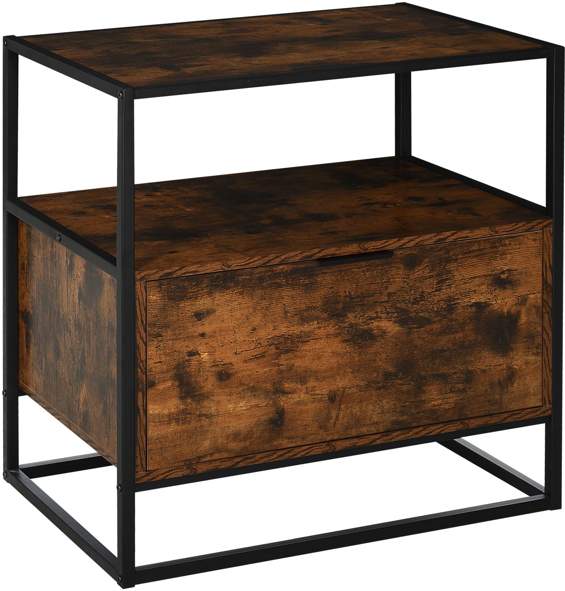 Homcom Credenza in Stile Industriale, Comò Vintage in Legno e Metallo per Soggiorno o Camera con 1 Cassetto 73x45.5x76cm