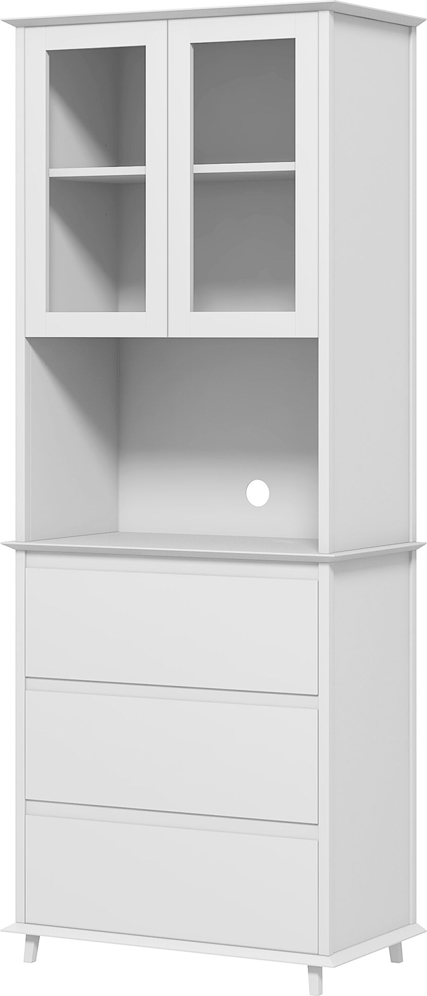 Homcom Dispensa Cucina Alta con Armadietto a 2 Livelli e 3 Cassetti, in MDF, 68x38x172 cm, Bianco