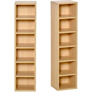 Homcom Scaffale Porta CD Set di 2 Pezzi con 6 Ripiani 102 CD da Casa in Legno MDF Legno Naturale Homcom Scaffale Porta CD Set di 2 Pezzi con 6 Ripiani 102 CD da Casa in Legno MDF Legno Naturale