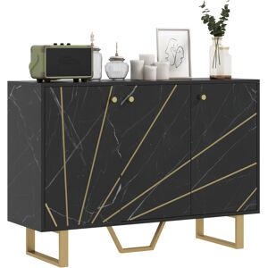 Homcom Mobile da soggiorno buffet con 2 armadi a 3 porte e ripiano regolabile, piedi in metallo, effetto marmo nero Homcom Mobile da soggiorno buffet con 2 armadi a 3 porte e ripiano regolabile, piedi in metallo, effetto marmo nero