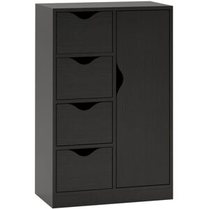 HOMCOM Buffet nero - Stile scandinavo con 1 armadio e 4 cassetti HOMCOM Buffet nero - Stile scandinavo con 1 armadio e 4 cassetti