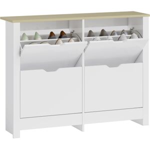 Homcom Armadio Portascarpe 4 Ante Ribaltabili 2 Compartimenti Pannelli Particelle Bianco rovere Aosom Italy Homcom Armadio Portascarpe 4 Ante Ribaltabili 2 Compartimenti Pannelli Particelle Bianco rovere Aosom Italy