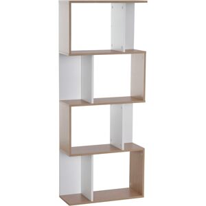 Homcom Libreria moderna da parete - 4 ripiani - Bianco/Legno Naturale - 60x24x148cm Homcom Libreria moderna da parete - 4 ripiani - Bianco/Legno Naturale - 60x24x148cm