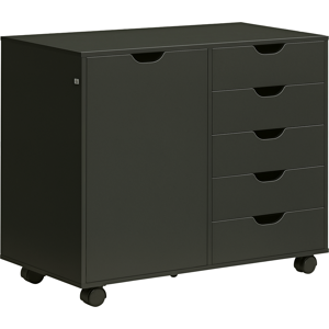 Homcom Mobile portaoggetti da scrivania con 5 cassetti 1 porta ripiano regolabile, supporto stampante su ruote, 78x40x66,5 cm, nero Aosom Italy Homcom Mobile portaoggetti da scrivania con 5 cassetti 1 porta ripiano regolabile, supporto stampante su ruote, 78x40x66,5 cm, nero Aosom Italy