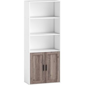 Homcom Libreria con Mensole Aperte e Armadio con Ante, 60x30x149,5 cm, Bianco e Marrone Aosom Italy Homcom Libreria con Mensole Aperte e Armadio con Ante, 60x30x149,5 cm, Bianco e Marrone Aosom Italy