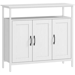 Homcom Credenza da Cucina con Ripiano Aperto e 2 Armadietti, in Legno e Acciaio, 100x35x88 cm, Bianco Aosom Italy Homcom Credenza da Cucina con Ripiano Aperto e 2 Armadietti, in Legno e Acciaio, 100x35x88 cm, Bianco Aosom Italy