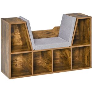 Homcom Libreria panca 2 in 1 con cuscini per seduta, scaffale a cubo 6 scomparti aperti, 102 x 30 x 61 cm, marrone rustico Aosom Italy Homcom Libreria panca 2 in 1 con cuscini per seduta, scaffale a cubo 6 scomparti aperti, 102 x 30 x 61 cm, marrone rustico Aosom Italy