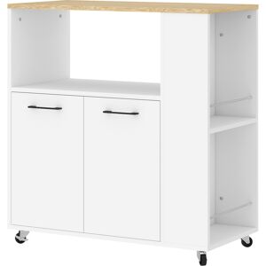 Homcom Carrello Cucina in Legno con Ripiano Aperto, Armadietto e Scaffale Laterale, 75x40x80.5 cm, color Rovere e Bianco Homcom Carrello Cucina in Legno con Ripiano Aperto, Armadietto e Scaffale Laterale, 75x40x80.5 cm, color Rovere e Bianco