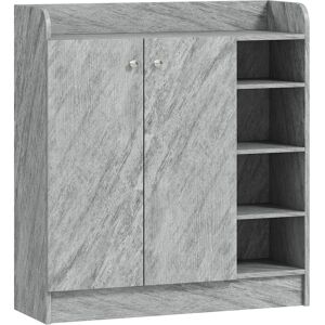 Homcom Scarpiera Moderna in Legno con 4 Ripiani Aperti e Armadietto per 12 Paia,, 83x30x90 cm, Grigio Cemento Aosom Italy Homcom Scarpiera Moderna in Legno con 4 Ripiani Aperti e Armadietto per 12 Paia,, 83x30x90 cm, Grigio Cemento Aosom Italy