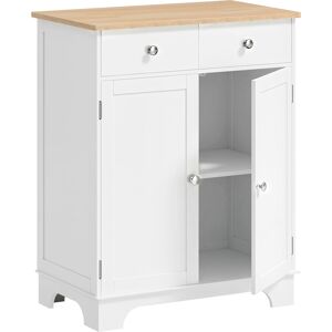 Homcom Credenza Bassa con Armadietto 2 Ante, Ripiani Regolabili e 2 Cassetti, Bianco e Legno Aosom Italy Homcom Credenza Bassa con Armadietto 2 Ante, Ripiani Regolabili e 2 Cassetti, Bianco e Legno Aosom Italy
