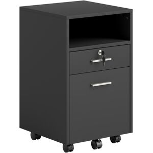 Vinsetto Cassettiera da Ufficio Portadocumenti in Legno con 2 Cassetti e Ripiano Aperto, 39x40x65 cm, Nero Aosom Italy Vinsetto Cassettiera da Ufficio Portadocumenti in Legno con 2 Cassetti e Ripiano Aperto, 39x40x65 cm, Nero Aosom Italy