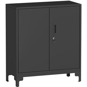 Homcom Armadietto da ufficio in metallo, porte chiudibili, cassettiera da ufficio, design a due livelli, Nero Aosom Italy Homcom Armadietto da ufficio in metallo, porte chiudibili, cassettiera da ufficio, design a due livelli, Nero Aosom Italy
