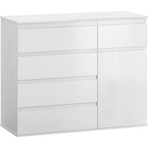 Homcom Buffet salotto, mobile contenitore con 5 cassetti, ripiano regolabile e anta con chiusura rallentata, 100 x 40 x 80 cm, bianco Aosom Italy Homcom Buffet salotto, mobile contenitore con 5 cassetti, ripiano regolabile e anta con chiusura rallentata, 100 x 40 x 80 cm, bianco Aosom Italy