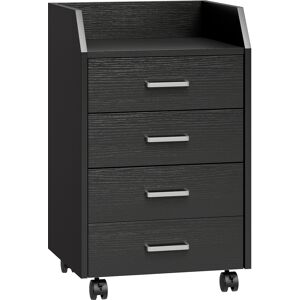 Vinsetto Cassettiera Piccola con 4 Cassetti, Mobiletto Verticale su Ruote, 40 x 36 x 65 cm, Effetto Legno Nero Aosom Italy Vinsetto Cassettiera Piccola con 4 Cassetti, Mobiletto Verticale su Ruote, 40 x 36 x 65 cm, Effetto Legno Nero Aosom Italy