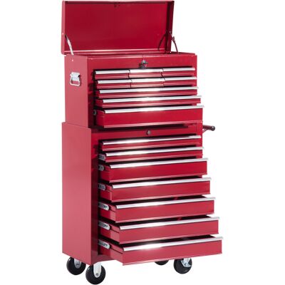 Homcom Carrello Cassettiera Porta Utensili per officina, rosso, 61.5x33x113cm Homcom Carrello Cassettiera Porta Utensili per officina, rosso, 61.5x33x113cm