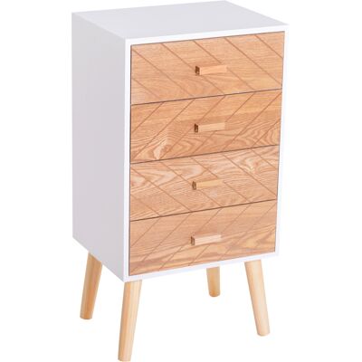 Homcom Cassettiera in Legno 4 Cassetti, Bianco e Legno, 40x30x75cm Homcom Cassettiera in Legno 4 Cassetti, Bianco e Legno, 40x30x75cm