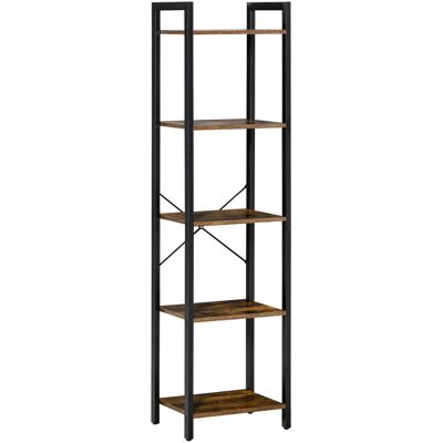 Homcom Libreria Scaffale Moderno Industriale a 5 Scaffali in Legno e Acciaio per Casa, Ufficio e Studio, 40x30x154cm, Marrone Rustico Aosom Italy Homcom Libreria Scaffale Moderno Industriale a 5 Scaffali in Legno e Acciaio per Casa, Ufficio e Studio, 40x30x154cm, Marrone Rustico Aosom Italy