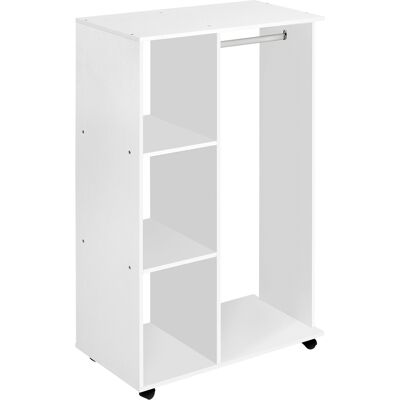 Homcom E Armadio Guardaroba con Ruote in Legno, bianco, 80x40x128cm Homcom E Armadio Guardaroba con Ruote in Legno, bianco, 80x40x128cm