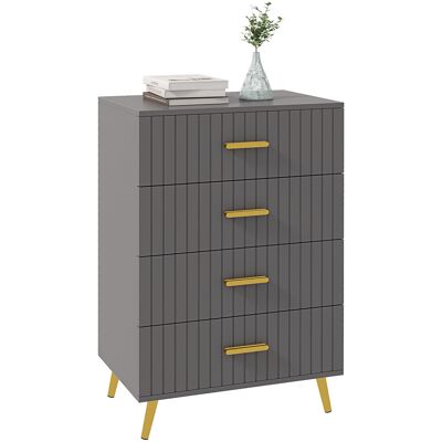 Homcom Cassettiera 4 Cassetti Moderna con Guide in acciaio e maniglie in alluminio, piedini antiscivolo,60x40x90 cm, oro Grigio Scuro Aosom Italy Homcom Cassettiera 4 Cassetti Moderna con Guide in acciaio e maniglie in alluminio, piedini antiscivolo,60x40x90 cm, oro Grigio Scuro Aosom Italy