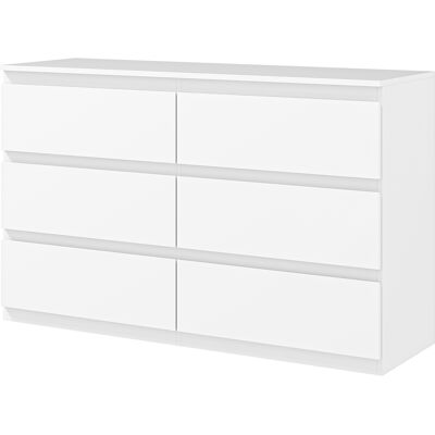 HOMCOM - Cassettiera 6 Cassetti - Bianco - 120x39x75 cm - Dresser HOMCOM - Cassettiera 6 Cassetti - Bianco - 120x39x75 cm - Dresser