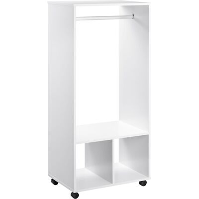 Homcom Appediabiti Ingresso con 2 Ripiani Aperti e Rotelle, Mobile Appendiabiti in Legno, Mobile Ingresso Appendiabiti 60x40x128cm Bianco Aosom Italy Homcom Appediabiti Ingresso con 2 Ripiani Aperti e Rotelle, Mobile Appendiabiti in Legno, Mobile Ingresso Appendiabiti 60x40x128cm Bianco Aosom Italy