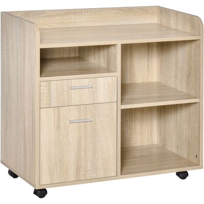 Vinsetto Mobile Porta Stampante, Mobile Ufficio, Mobiletto Basso, Mobile Multiuso con 4 Ruote, Rovere, 80x40x72cm Aosom Vinsetto Mobile Porta Stampante, Mobile Ufficio, Mobiletto Basso, Mobile Multiuso con 4 Ruote, Rovere, 80x40x72cm Aosom