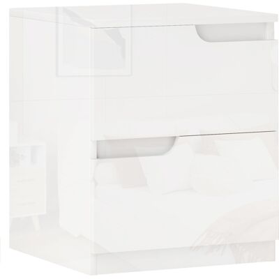 HOMCOM - Comodino Moderno in Legno 2Cassetti Lucido - Bianco - 40x40x48 cm - Comodino HOMCOM - Comodino Moderno in Legno 2Cassetti Lucido - Bianco - 40x40x48 cm - Comodino