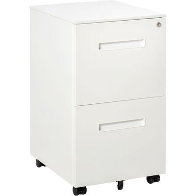 Vinsetto Cassettiera Ufficio con Ruote, Schedario Portadocumenti a 2 Cassetti con Serratura e 2 Chiavi in Acciaio, 39x48x67cm, Bianco Aosom Vinsetto Cassettiera Ufficio con Ruote, Schedario Portadocumenti a 2 Cassetti con Serratura e 2 Chiavi in Acciaio, 39x48x67cm, Bianco Aosom