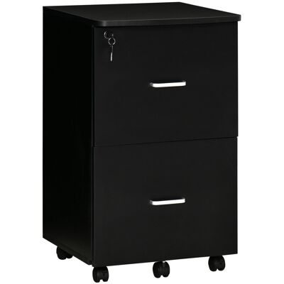 Vinsetto Cassettiera da Ufficio moderno con 2 Cassetti e 5 Ruote, Schedario in MDF e Truciolato, 43x45x72 cm, Nero Aosom Italy Vinsetto Cassettiera da Ufficio moderno con 2 Cassetti e 5 Ruote, Schedario in MDF e Truciolato, 43x45x72 cm, Nero Aosom Italy
