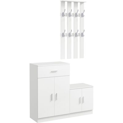 Homcom Scarpiera con Appendiabiti a Combinazione Mobile per Ingresso e Camera da Letto Legno Bianco Aosom Homcom Scarpiera con Appendiabiti a Combinazione Mobile per Ingresso e Camera da Letto Legno Bianco Aosom