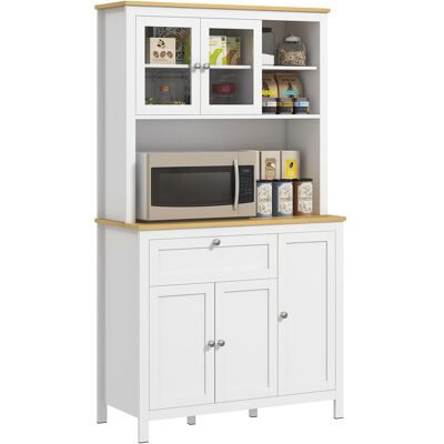 Homcom Dispensa Cucina con Cassetti, Ripiani Aperti e Scaffali Regolabili in Legno, 100x40x180 cm, Bianco Homcom Dispensa Cucina con Cassetti, Ripiani Aperti e Scaffali Regolabili in Legno, 100x40x180 cm, Bianco
